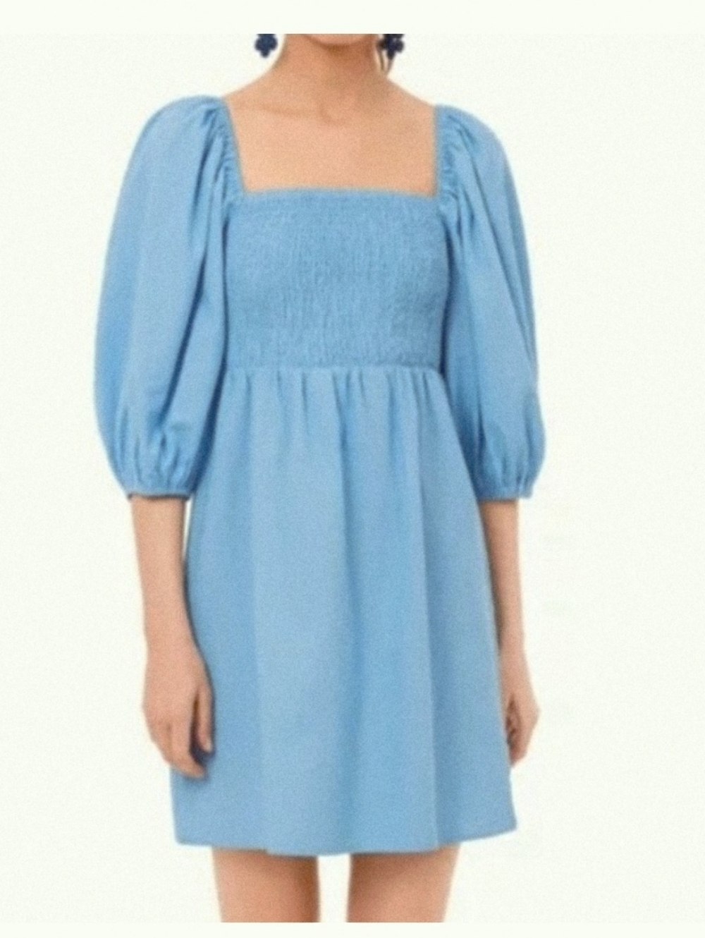 Tuckernuck Annie Smocked Mini Dress In Beaufort Blue. Size Med